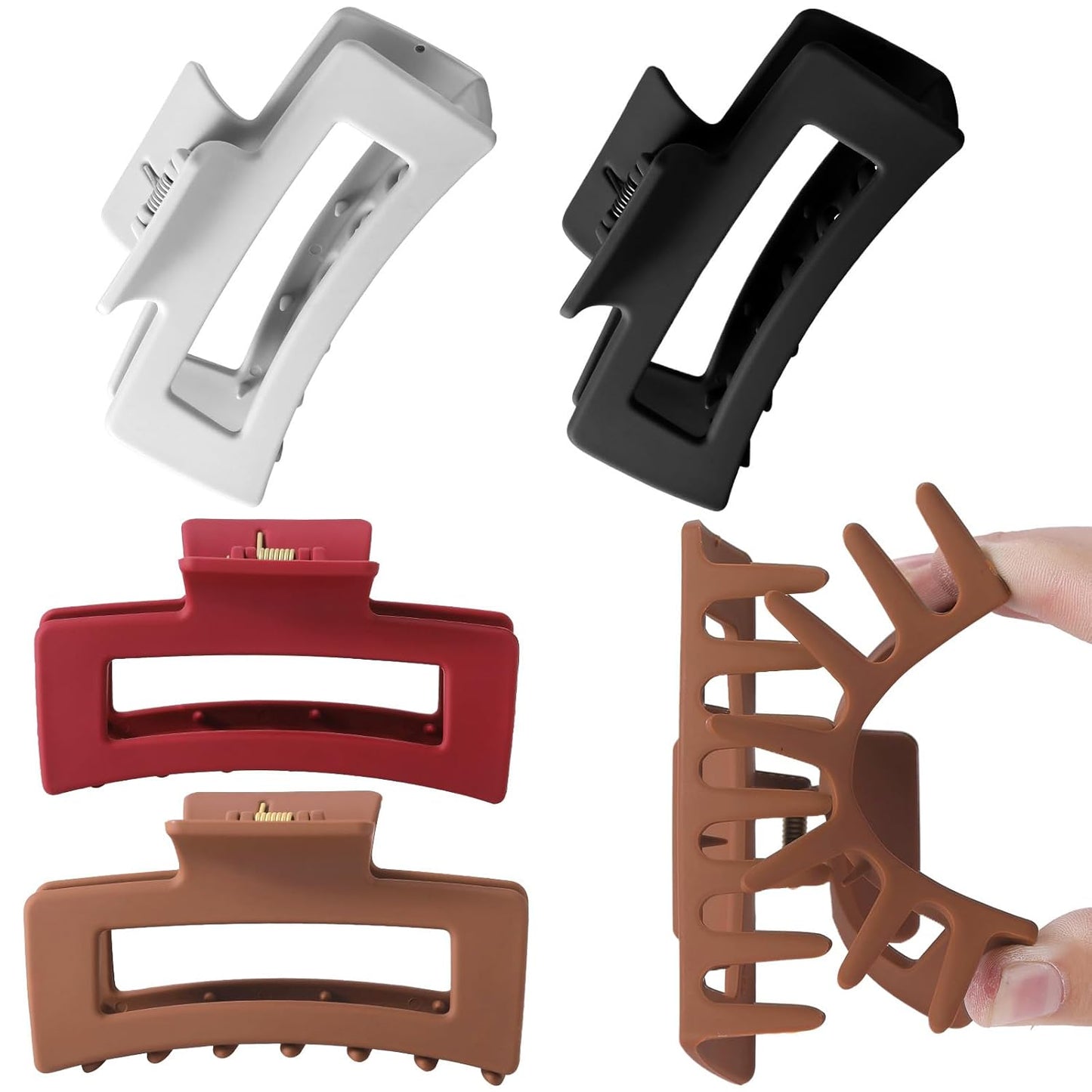 4Pcs Cloud Claw Clips for Women, 4.2 Inch Non - Slip Strong Hold Hair Claws, Unbreakable & Durable TPEE - Silicone Blend, Large Bendable Cozy Hair Clip for Thin/Thick/Curly Hair, All - Day Comfort